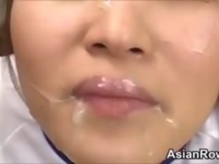 Lelijk aziatisch vriendin wezen gebruikt en ondergespoten op